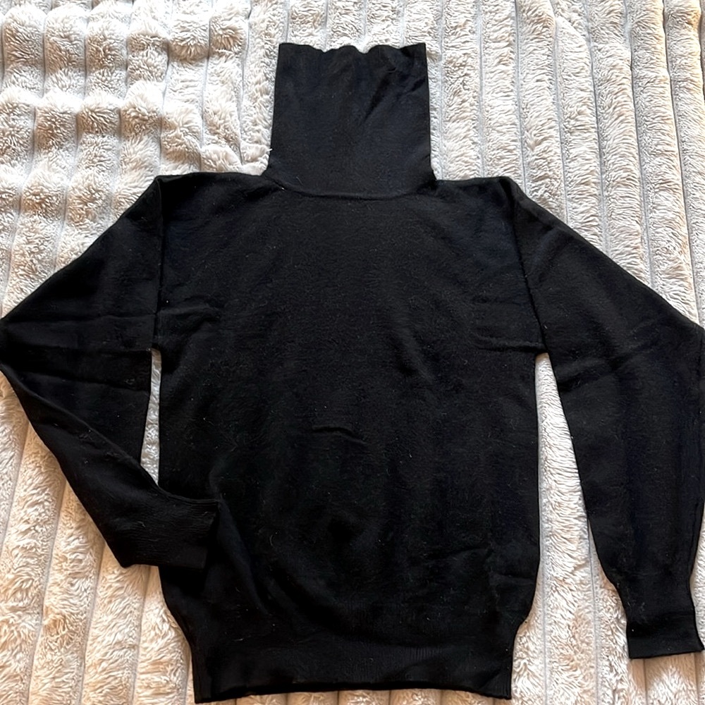 Poco Vintage 100% Cashmere Black Turtleneck Sweater size S